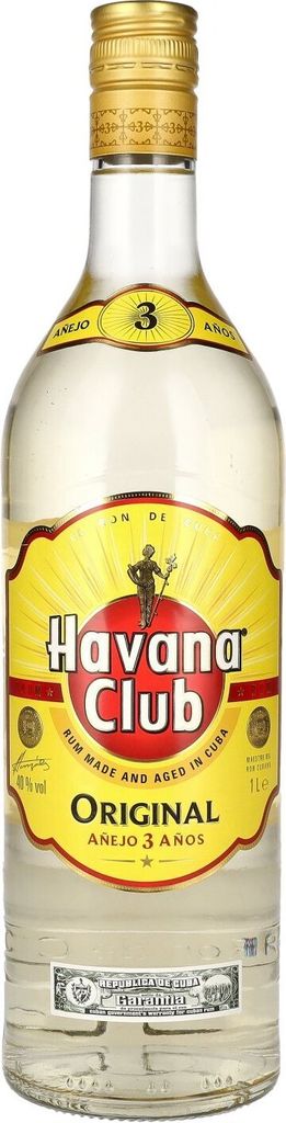 A bottle of Havana Club 3 Años rum.