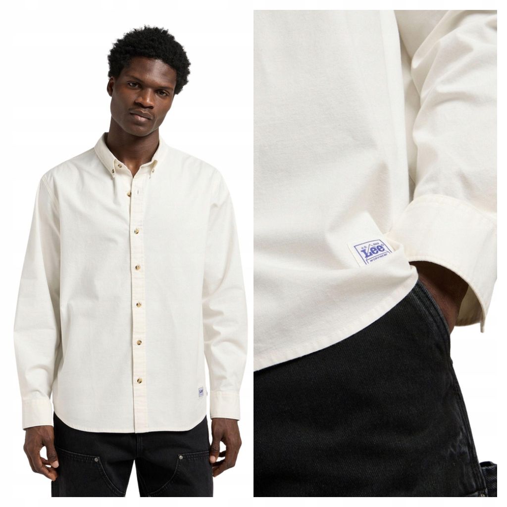 Lee | Herrenhemd Button Down ecru klassisch Baumwolle Produktbild 