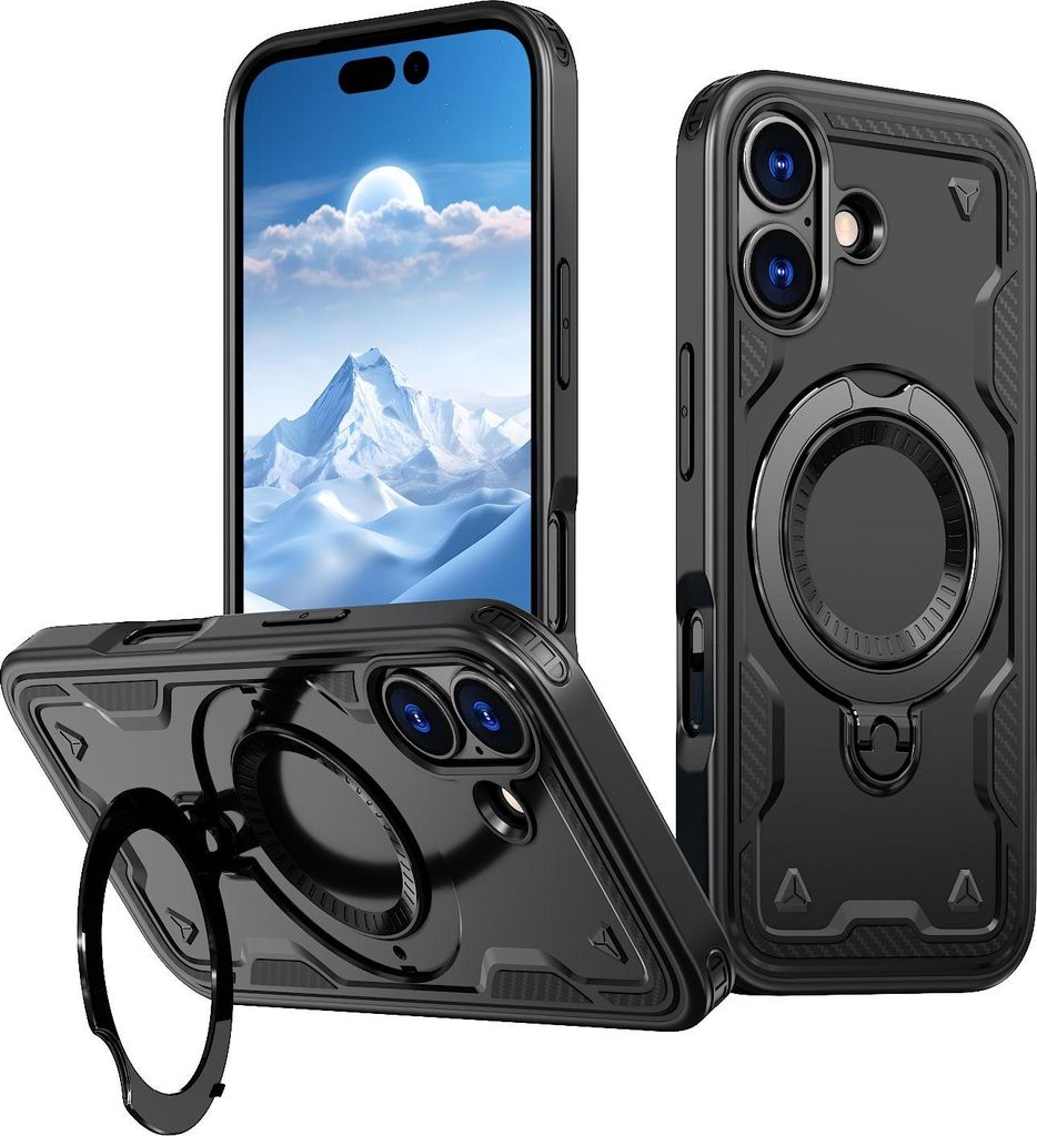 Cadorabo Handyhülle für Apple iPhone 17 Hülle in SCHWARZ, 360° Schutzhülle Case Cover stoßfest, Ringhalter, Standfunktion, Slim Case mit Kick...