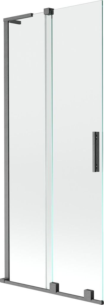 Mexen Velar L Badewannenfaltwand 2-teilig verschiebbar 85 x 150 cm, transparent, gebürstetes Gewehrgrau - 896-085-003-01-66