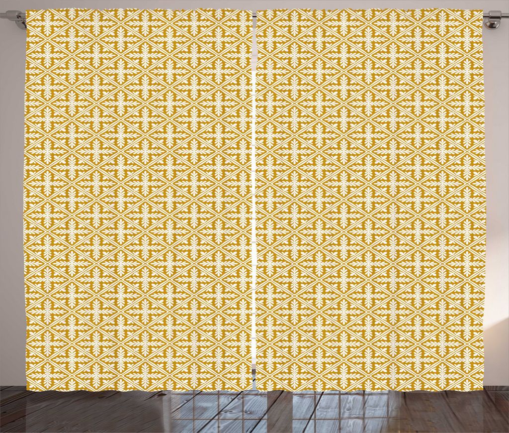 ABAKUHAUS Abstrakt Rustikaler Gardine, Eastern Traditionelle Motive, Schlafzimmer Kräuselband Vorhang mit Schlaufen und Haken, 280 x 245 cm, Pale ...
