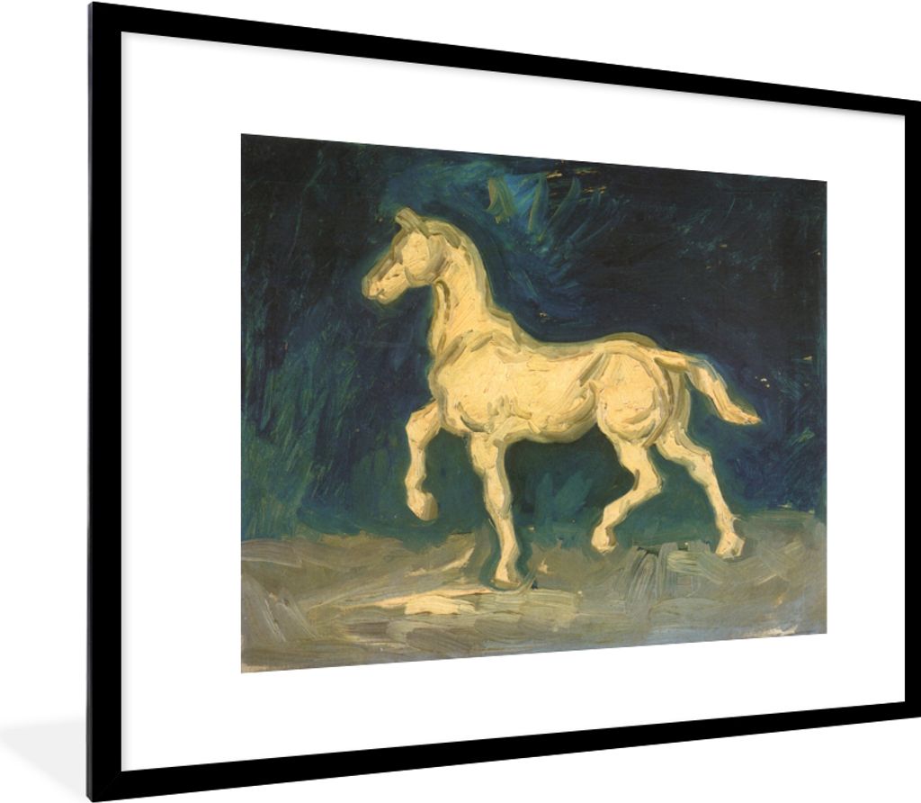 MuchoWow MuchoWow Gerahmtes Poster Pferd - Vincent van Gogh 80x60 cm - Poster mit zchwarzem Bilderrahmen - Schlafzimmer-Dekorationen - Fotoposter