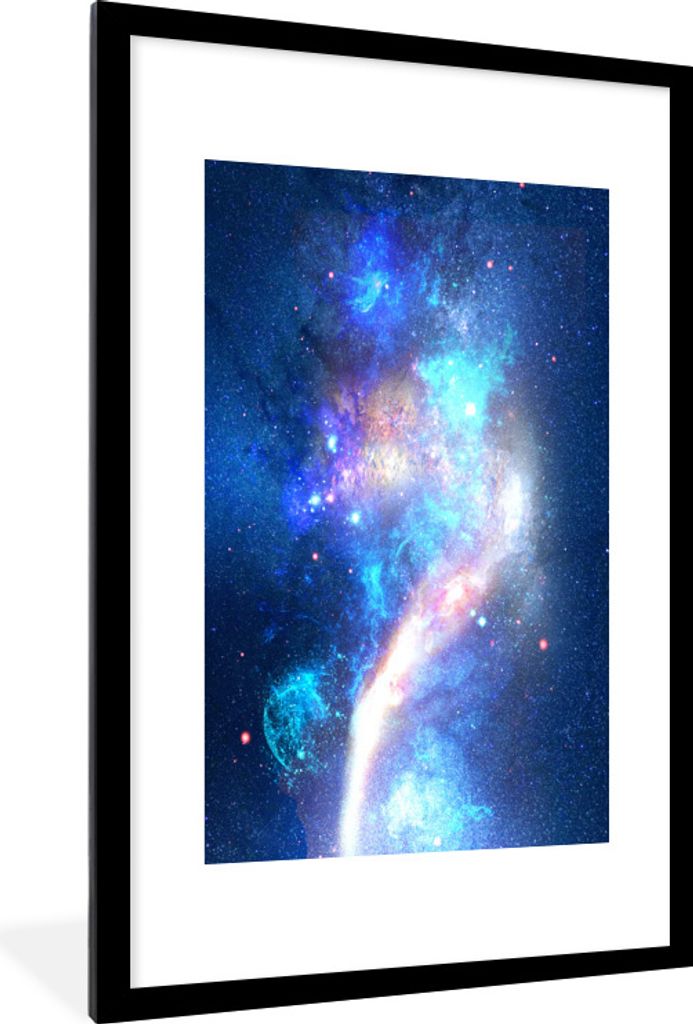 MuchoWow Gerahmtes Poster Sterne - Blau - Weltraum 60x90 cm - Poster mit Schwarzem Bilderrahmen Wandposter Rahmen Foto Bilder - Dekoration - Wand...