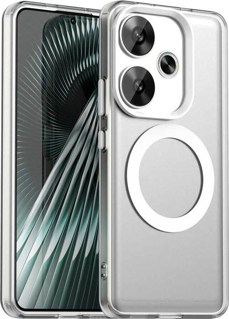 Magnetisch Hülle für Xiaomi Poco F6 5G, Schlank Durchscheinend Matt Stoßfest Handyhülle Weiß