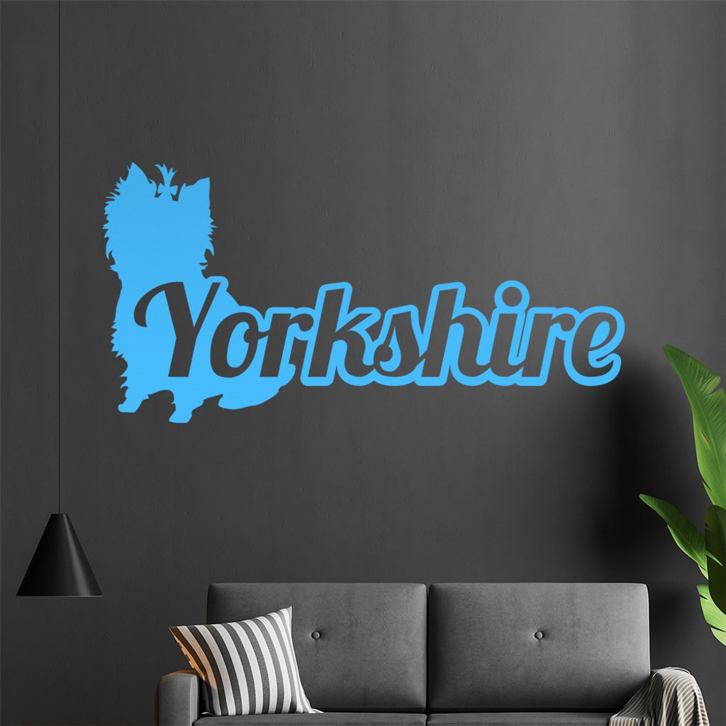 KIWISTAR Yorkshire mit Name Schrift Silhouette Wandtattoo in 6 Größen - Wandaufkleber Wall Sticker - Dekoration, Küche, Wohnzimmer, Schlafzimmer...