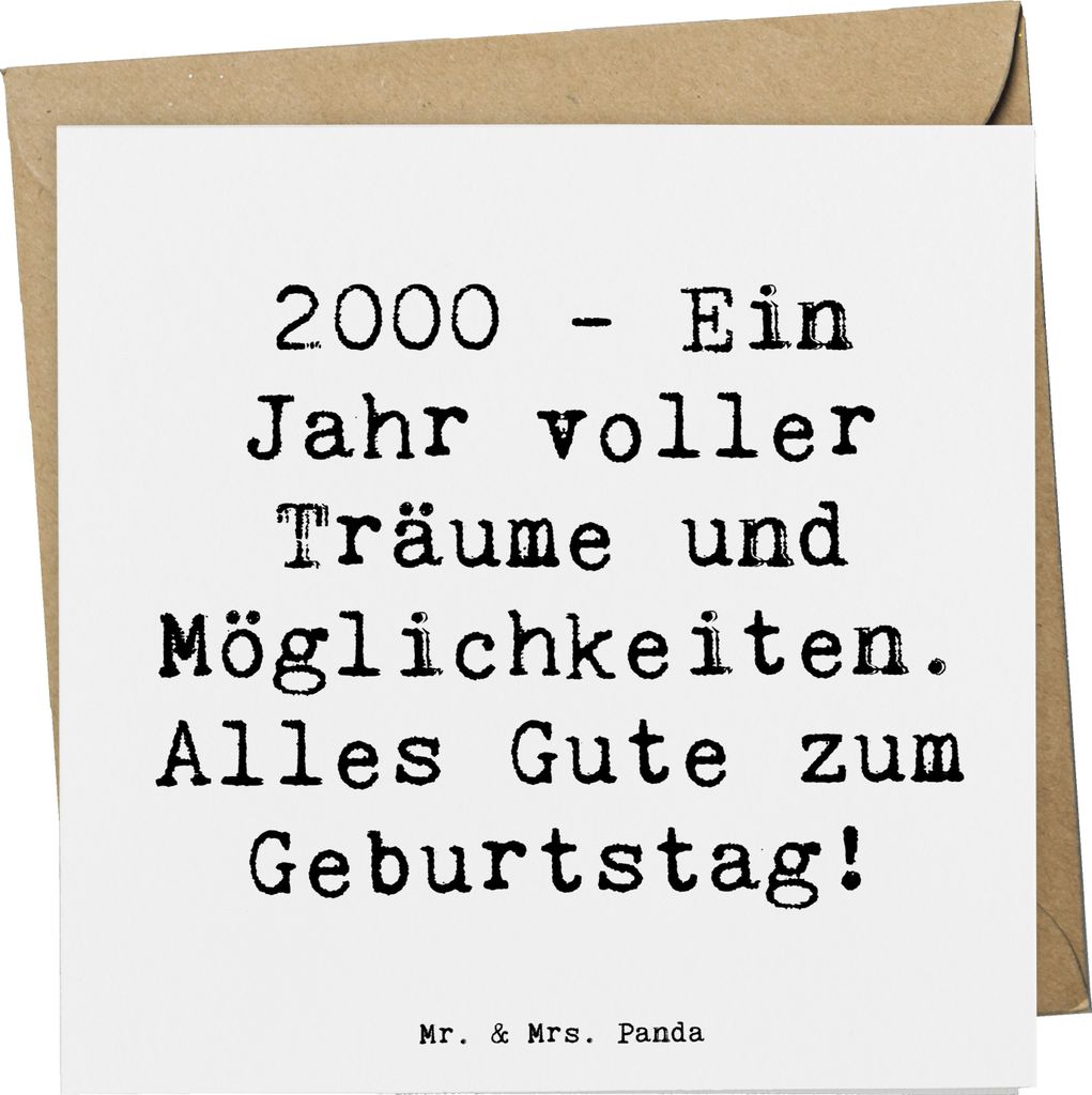 Mr. & Mrs. Panda Klappkarte Spruch 2000 Geburtstagsträume - Weiß - Geschenk, Jahrtausendwende, faltkarte, anlasskarte, Alter, Happy Birthday, Gl...