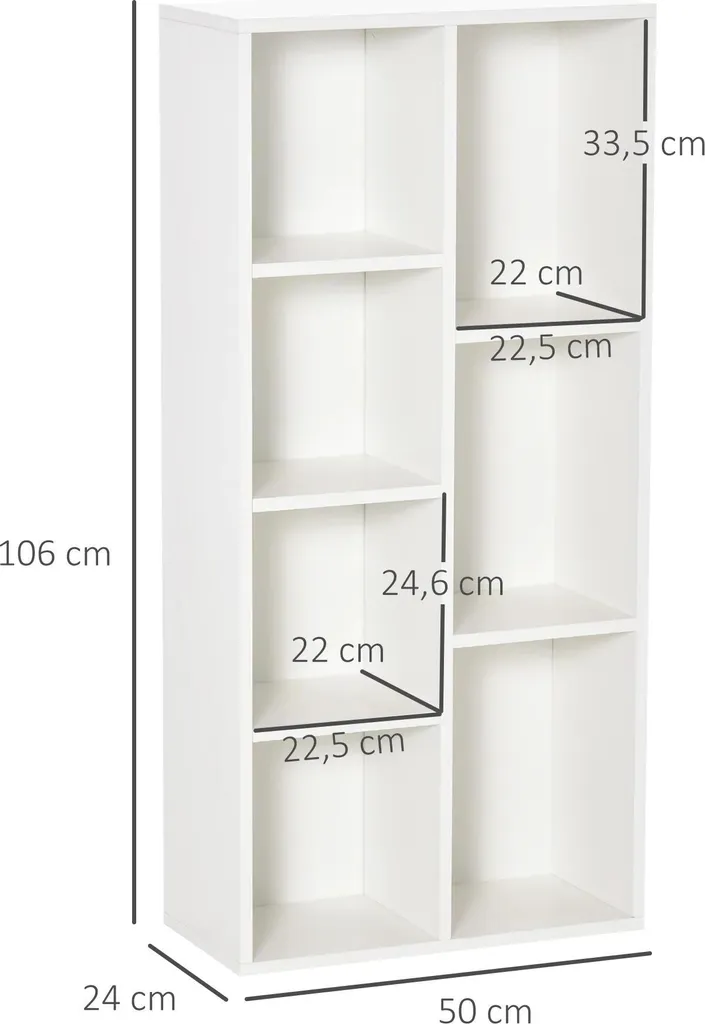 Bibliothèque Colonne 7 Niches Blanche 106 cm - Design Compact et Moderne