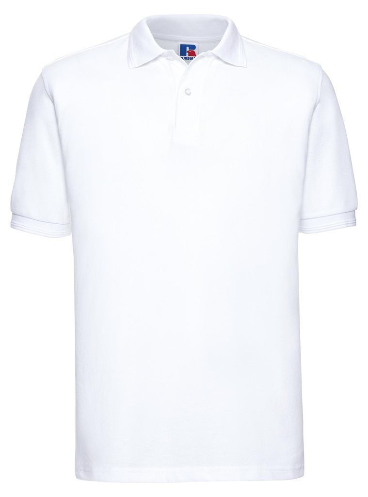 Russell Herren Ripp Polo-Shirt, Kurzarm BC572 (L) (Weiß)