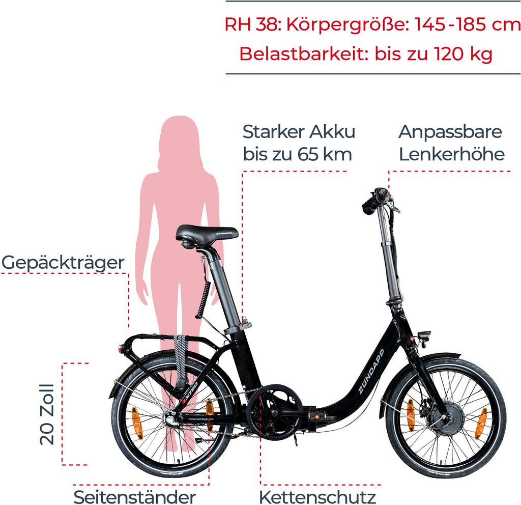 Zündapp ZXT20 E Bike 20 Zoll E Klapprad Tiefeinsteiger 3 Produktbild 2