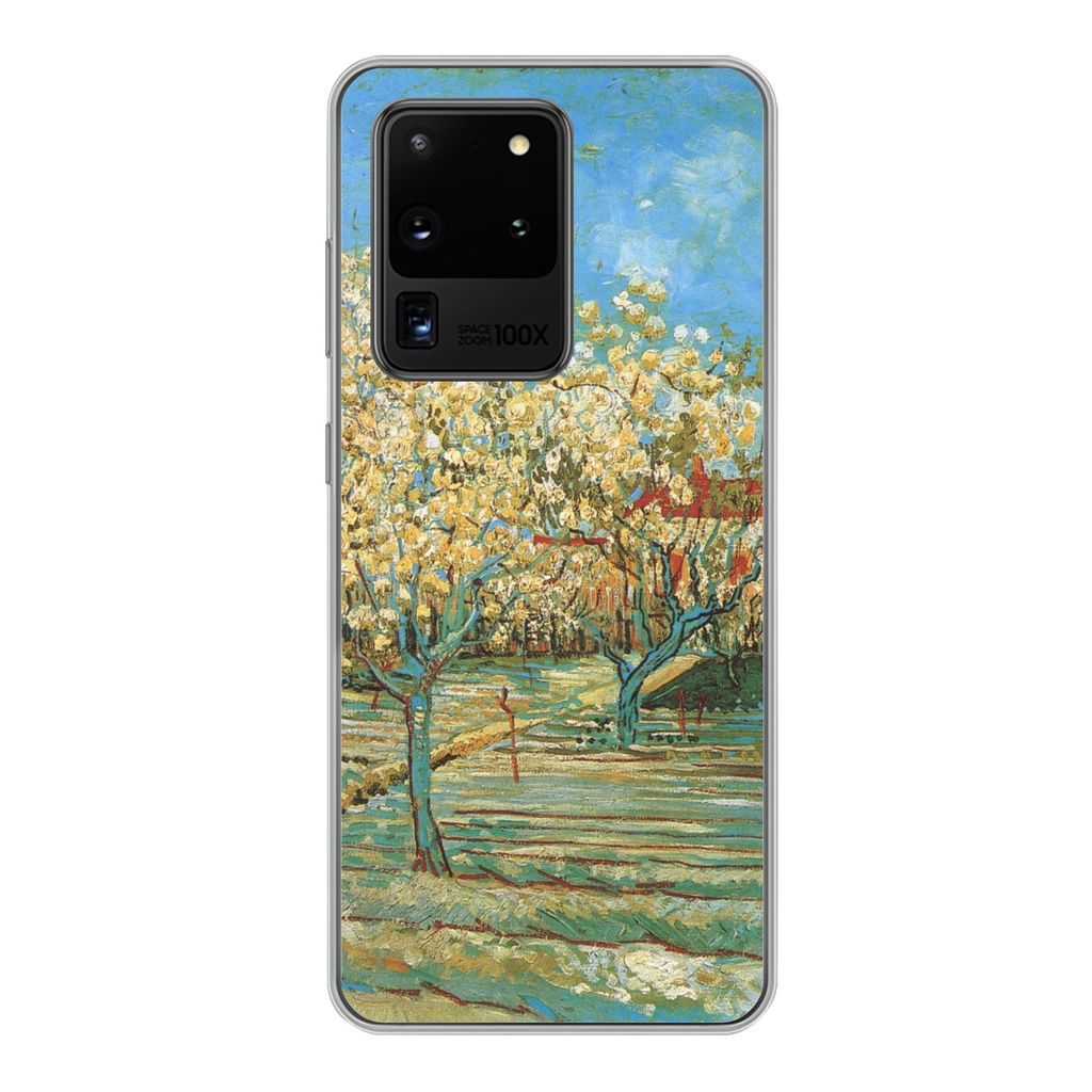 MuchoWow Handyhülle Schutzhülle Hülle für Samsung Galaxy S20 Ultra Blühender Obstgarten - Vincent van Gogh Silikon Softcase Handy Hülle - K...