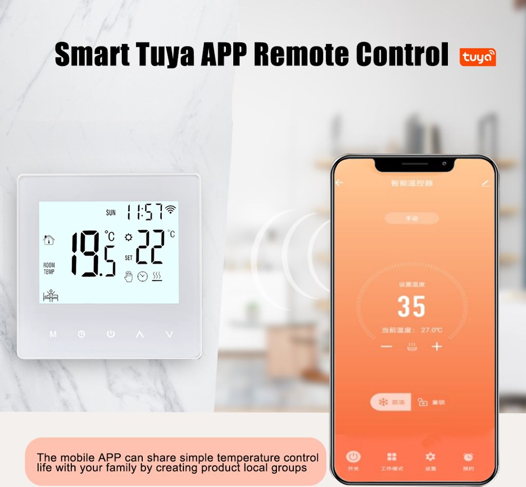 8X digitální LCD Tuya WiFi pokojový termostat, Obrázek produktu 4