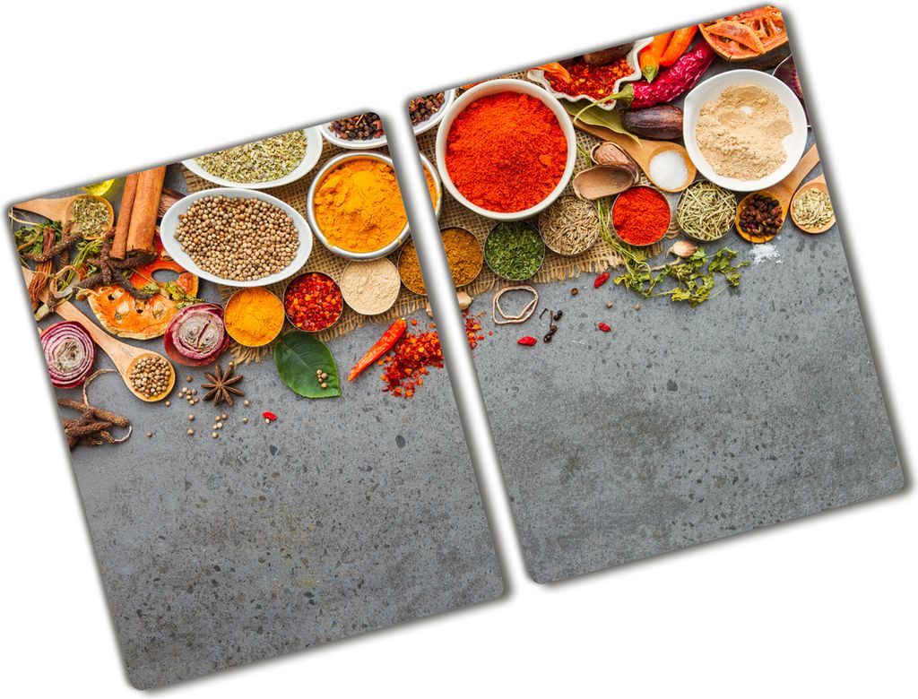 Tulup Glas Herdabdeckplatte - 2x40x52 cm - Glaskeramikkochfeld-Abdeckung Spritzschutz Glasabdeckplatte Kochplattenabdeckung und Schneidebrett - Zwe...