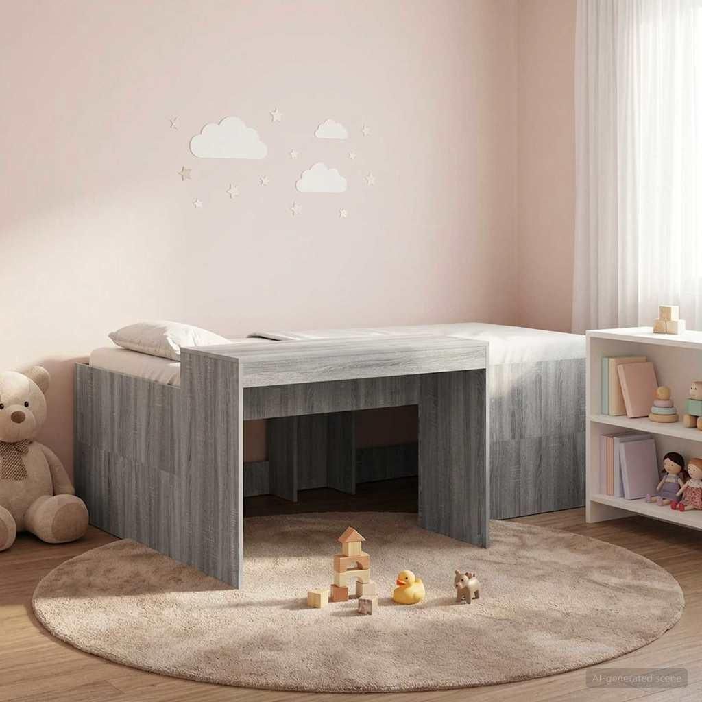 Maison Exclusive - Hochbett mit Schreibtisch für Kinder Grau Sonoma 80 x 200 cm