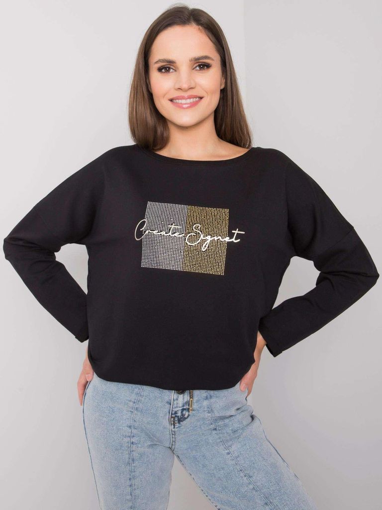 Rue Paris Damen-Sweatshirt ohne Verschluss Mancy schwarz L/XL