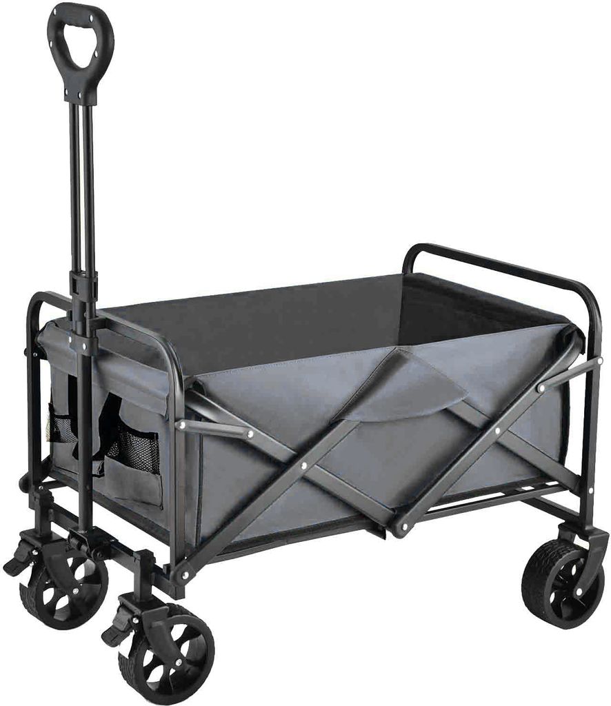 OKWISH Bollerwagen faltbar Handwagen mit abnehmbarem Stoff Klappwagen Transportwagen tragbar Strandwagenbelastbar bis 45kg für Camping Garten Einkauf