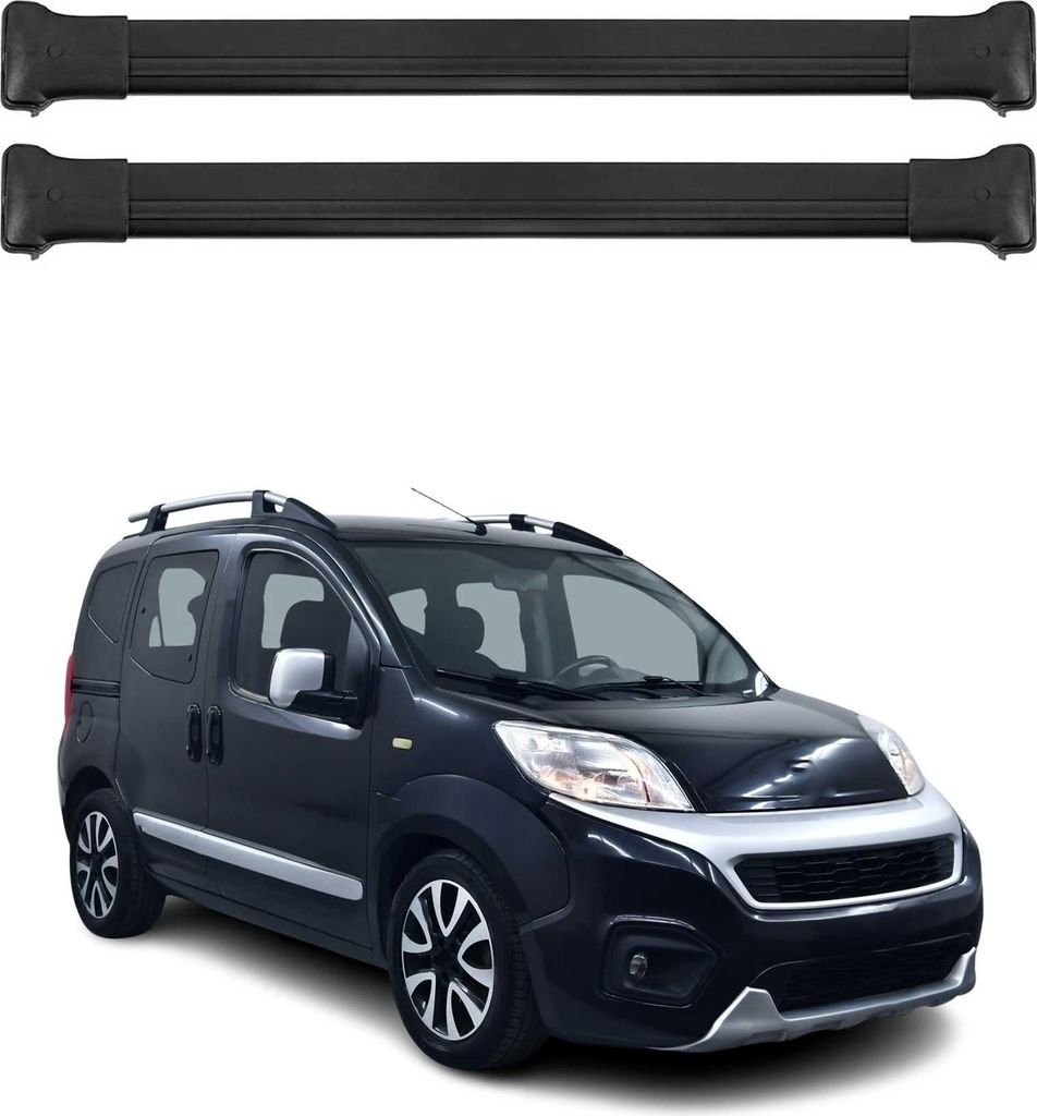 Dachträger Grundtäger für Fiat Fiorino 2007-2016 75kg Aluminium Schwarz 2 tlg