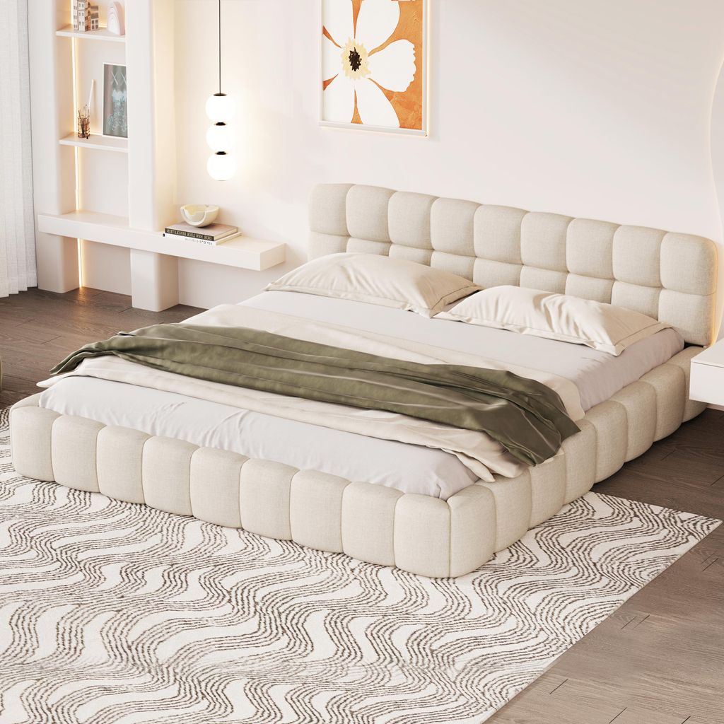 UnboxG Lit rembourré 160x200cm avec sommier à lattes, lit Image du produit 
