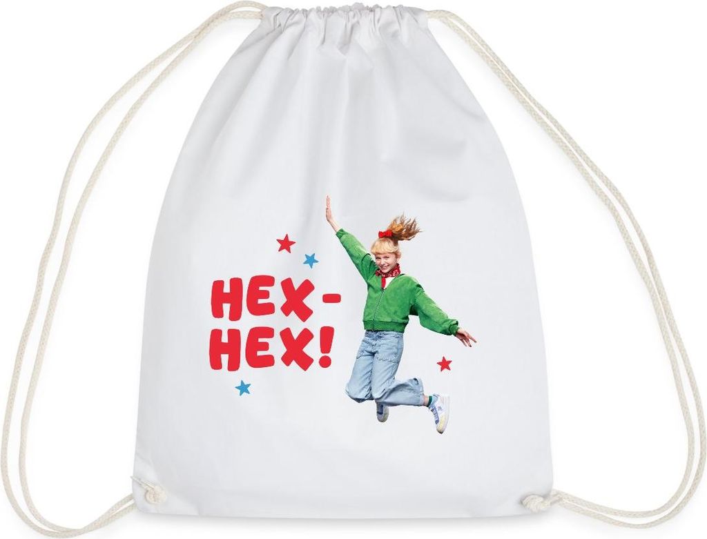 Spreadshirt Bibi Blocksberg Film Bibi Springt Mit Hex Hex! Turnbeutel, One size, Weiß