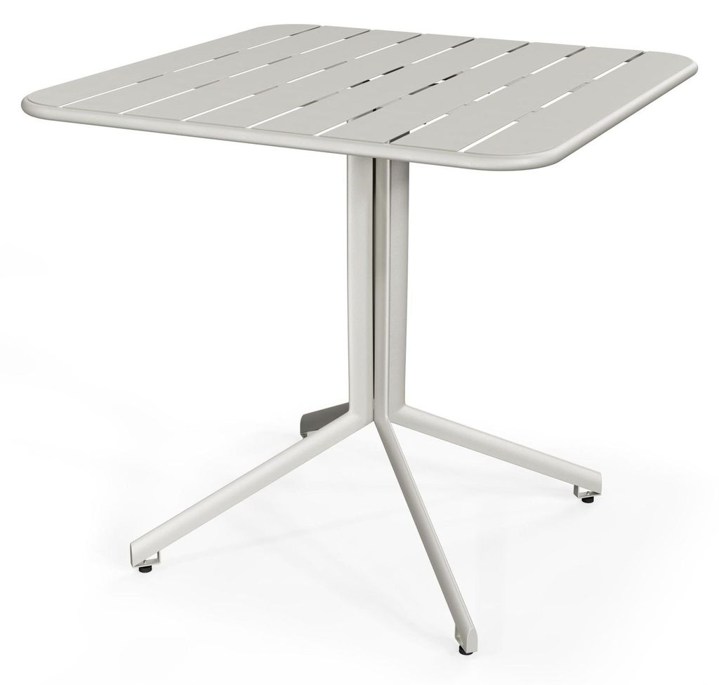 di volio Gartentisch MIRIA - 80x80cm, Gartentisch wetterfest aus Metall, Balkontisch quadratisch, Outdoor Tisch für Garten & Terrasse beige