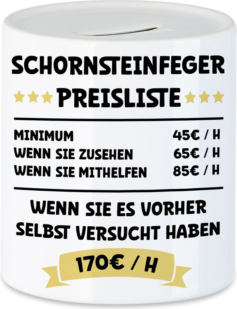 Schornsteinfeger Preisliste Spardose Dach Schornsteine Abgasleitungen Kaminöfen Lüftungsanlagen Kehrbesen Beruf