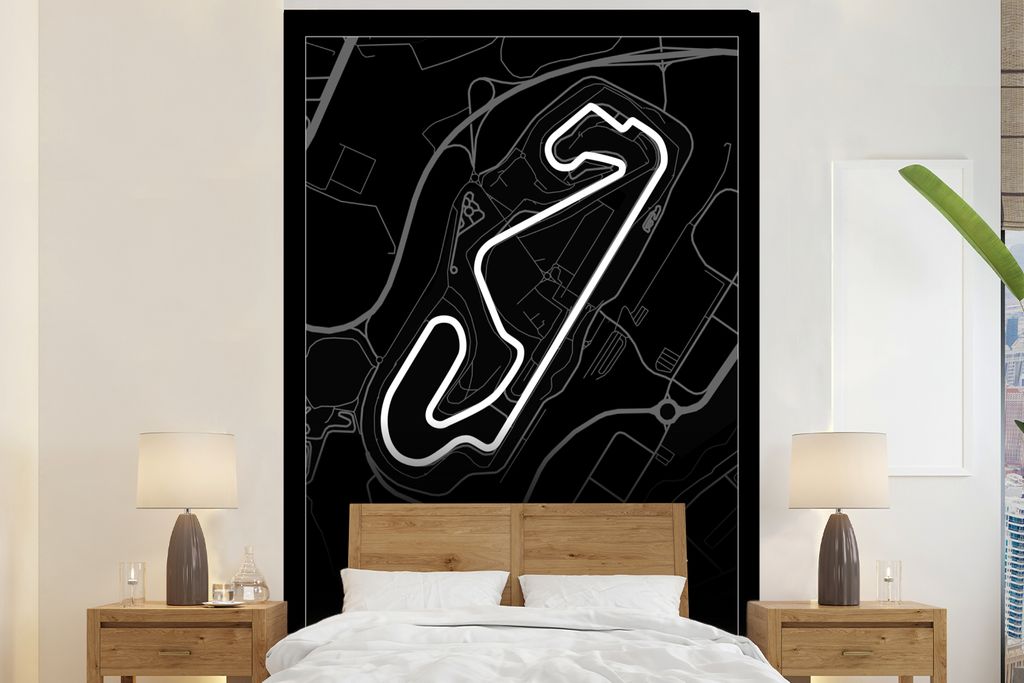 MuchoWow Fototapete für Wohnzimmer oder Schlafzimmer Wandtapete Vinyl Motivtapete F1 - Rennstrecke - Circuit de Barcelona-Catalunya - Rennstreck...