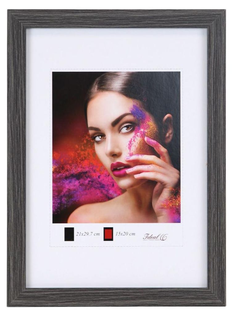 Holz Bilderrahmen Lifestyle Plexi Foto Rahmen Collage Wanddeko Poster HR-25 - Farbe: Grau | Format: 30x40