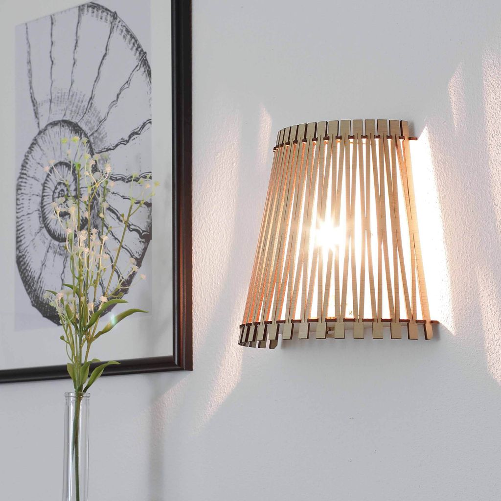 Wandlampe Modern "Sendero" Ahorn Weiß Stahl Holz Wandleuchte Wohnzimmer Schlafzimmer Flur