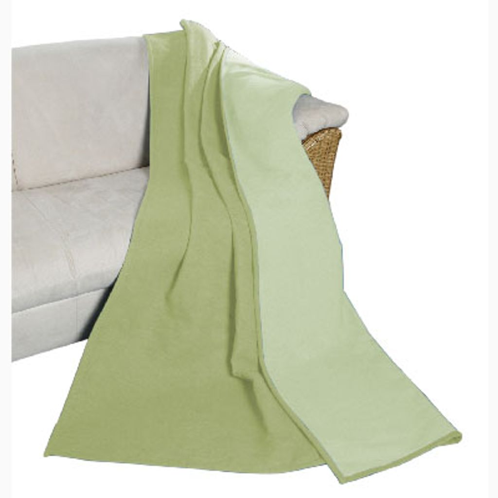 Ibena Bio Baumwolldecke Stockholm 140x200cm - Kuscheldecke grün/hellgrün zweifarbig, Wolldecke, Sofadecke kuschelweich