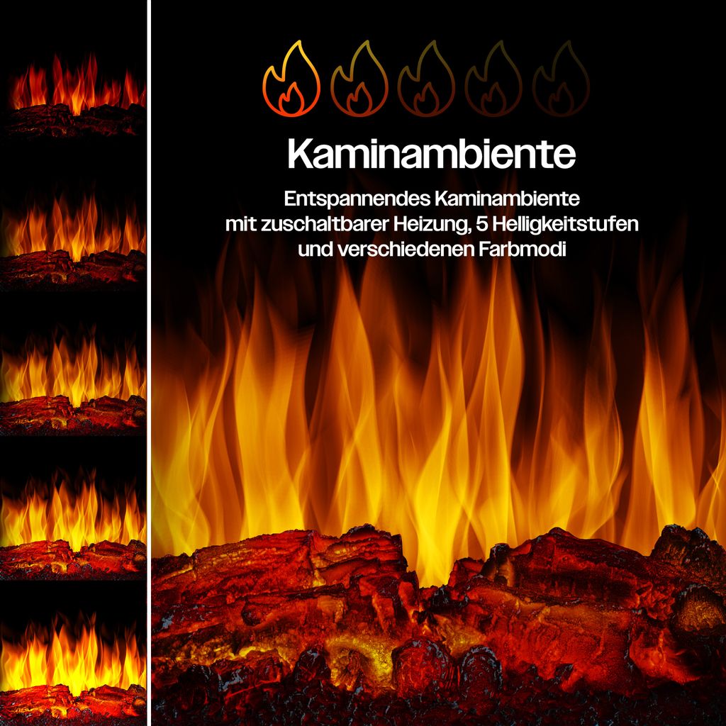 KESSER® Elektrokamin mit Heizung Panorama-Sichtfenster Produktbild 4