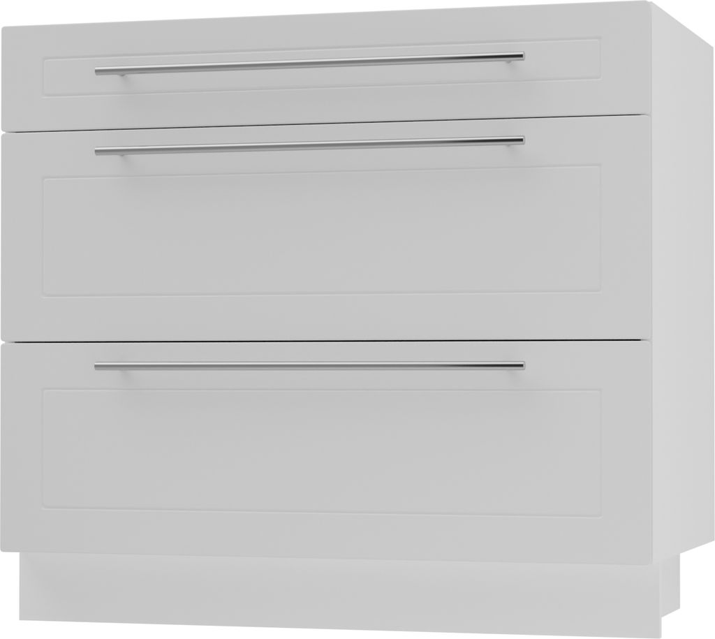 Schubladenunterschrank KVANTUM Vollauszug 90cm Korpus- & Frontfarbe wählbar (Q-D3A/90),weiß matt,weiß