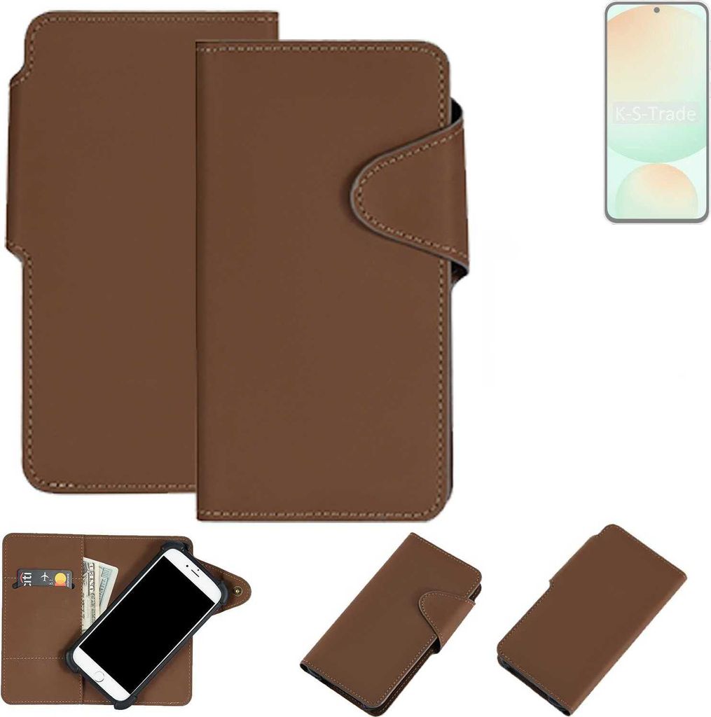 K-S-Trade Schutzhülle Klapphülle Kunstleder kompatibel mit Samsung Galaxy S24 FE braun Handy Hülle Wallet Case