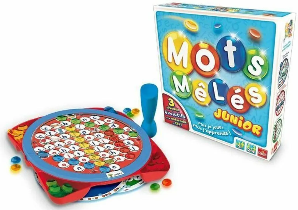 Jeu Mots Mêlés Junior Goliath avec Plateau Rotatif et Grilles
