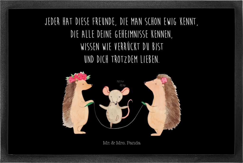 Mr. & Mrs. Panda fußmatte Igel Seilhüpfen 50 x 75 cm - Schwarz - Geschenk, Seilspringen, Maus, Lustige Sprüche, Kindergarten, Schmutzfangmatte, ...