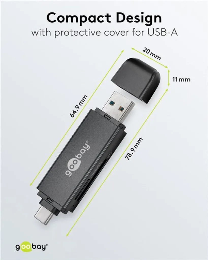 Lecteur SD et Micro SD Rapide USB 3.0 et USB-C Goobay Haute Performance - 8