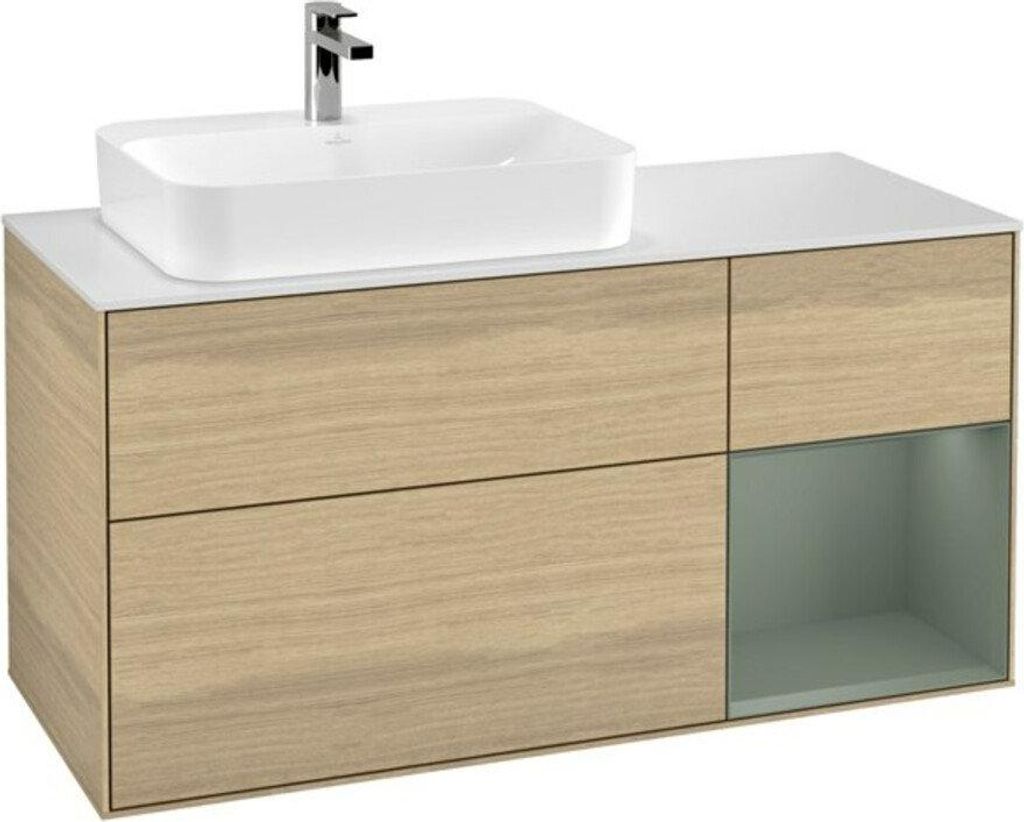 V&B Waschtischunterschrank Wandbeleuchtung Finion 120cm, Pl w m, Reg re Oli. m Lac, Oa ven