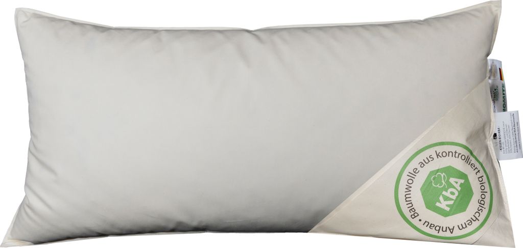 Vitaschlaf Bio-Luxe-KBA DAUNE KISSEN Organic GÄNSE Deutsche Qualitat 30% DAUNE - FLACH DÜNN - (40 x 80 cm)