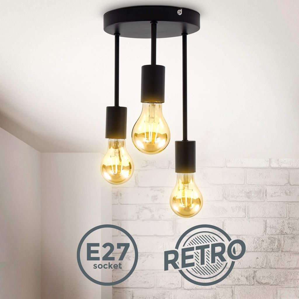Lampa sufitowa Retro Czarny Matowy Metal Lampa sufitowa Zdjęcie produktu 