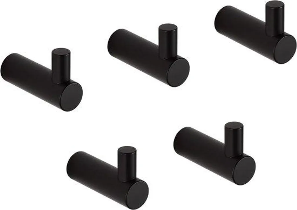 Lot de 5 crochets en acier inoxydable noir mat pour salle de bains