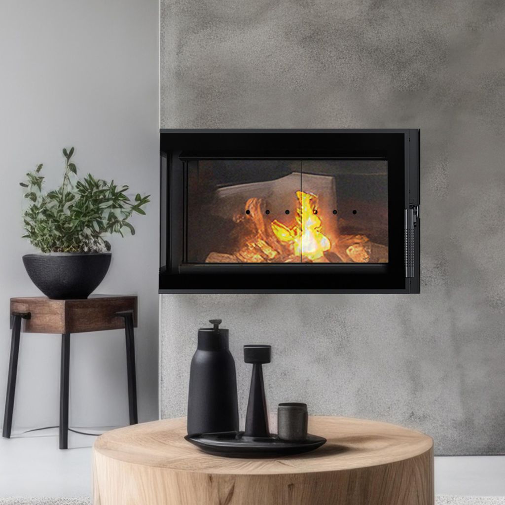 Kamineinsatz aus Stahl KRATKI SIMPLE links 6 kW Ø 150