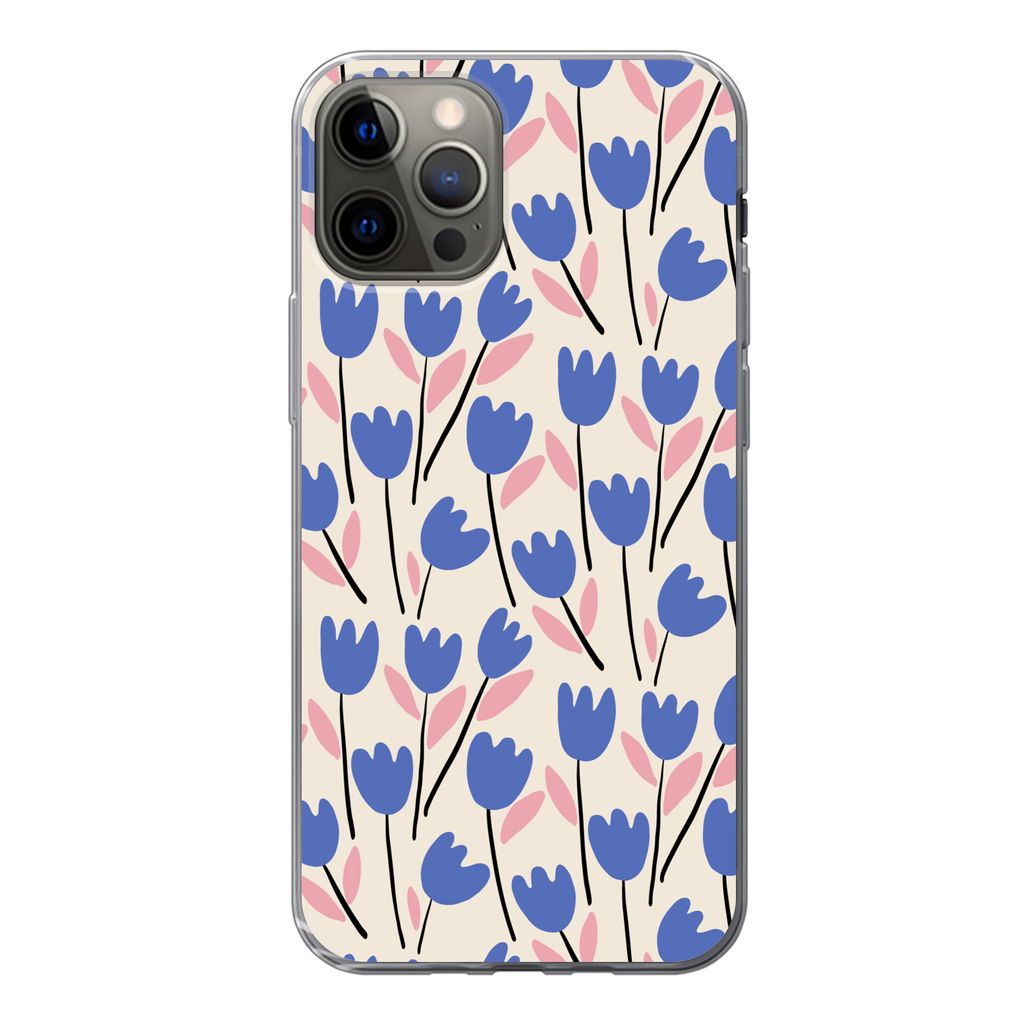 MuchoWow Handyhülle Schutzhülle Hülle für iPhone 13 Pro Blume - Muster - Tulpe Silikon Softcase Handy Hülle - Handy-Tasche