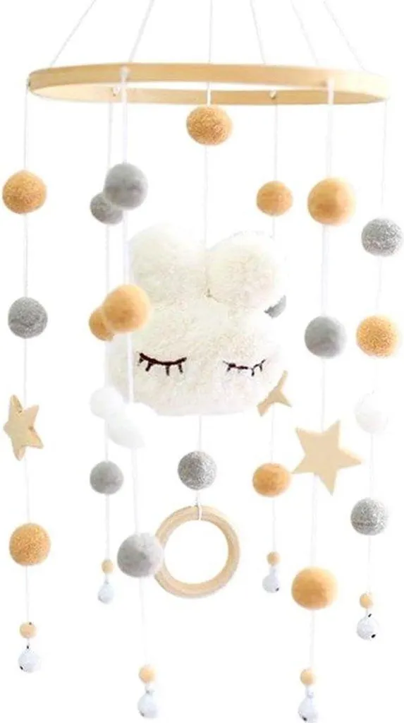 Mobile musical apaisant pour bébé - Solution anti-pleurs nuages feutrine