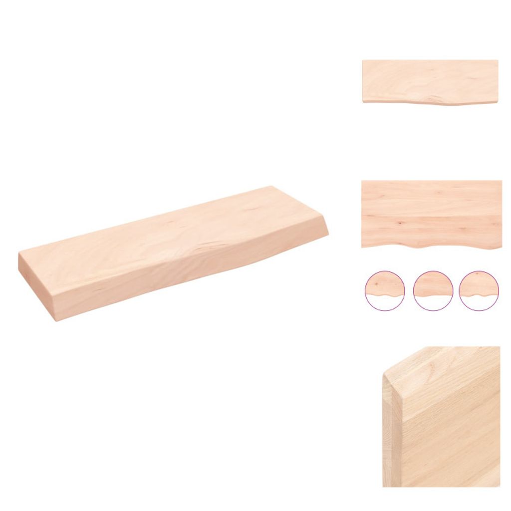 vidaXL Wandregal 60x20x4 cm Massivholz Eiche Unbehandelt - Wandregale