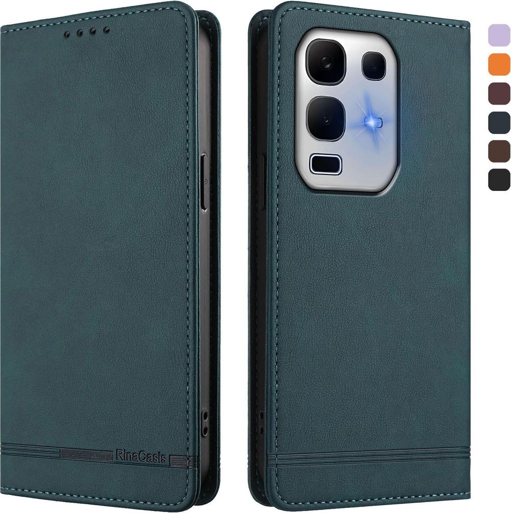 Hülle für Infinix Note 50X 5G, Retro Kunstleder Ständer Klapphülle mit Kartenfächer und Magnetische Grün