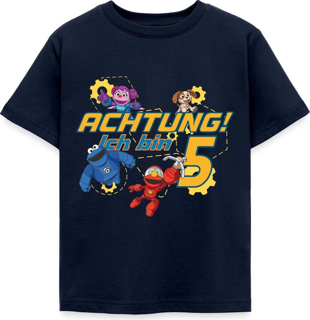 Spreadshirt Achtung Ich Bin 5 Jahre Alt Mecha Builders Team Motiv Kinder T-Shirt, 122/128 (7-8 Jahre), Navy
