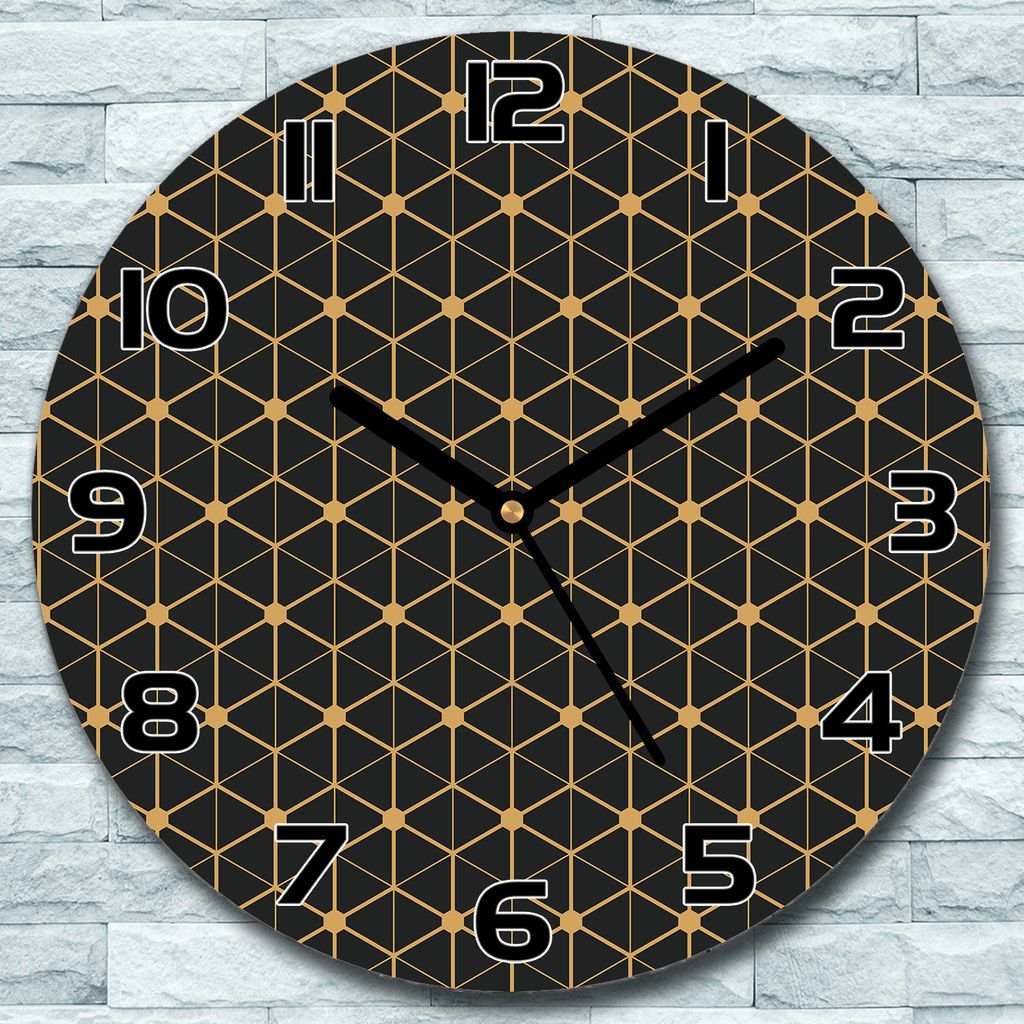 Wanduhr aus Glas Rund fi 30 Sechseckig Muster Quarz Deko Produktbild 