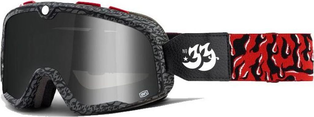 100 Prozent Fa20 Barstow Goggle House Ind. - Mirror Silver Lens - Barstow Goggles Schwarz/Rot Glas Mirror Silver Lens