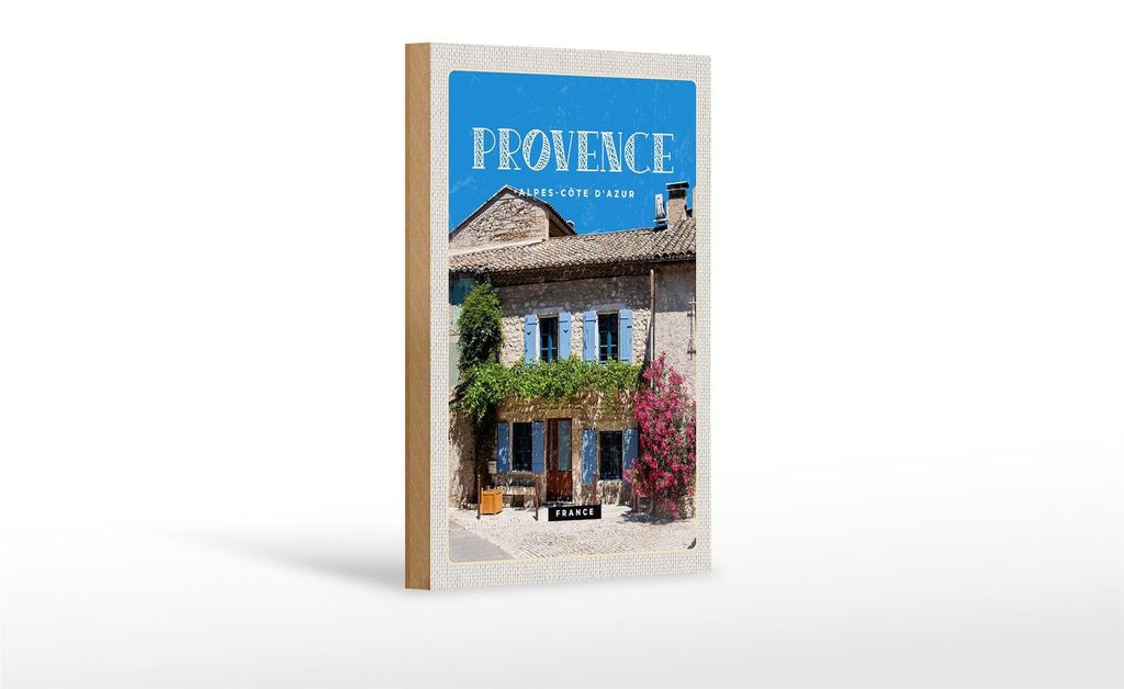 Holzschild Reise 12x18 cm Provence alpes-cote d ́Azur Altstadt