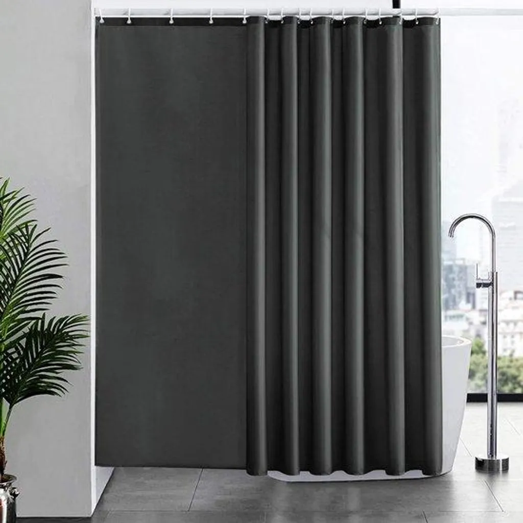 Rideau de douche 240x200 cm gris foncé en polyester étanche