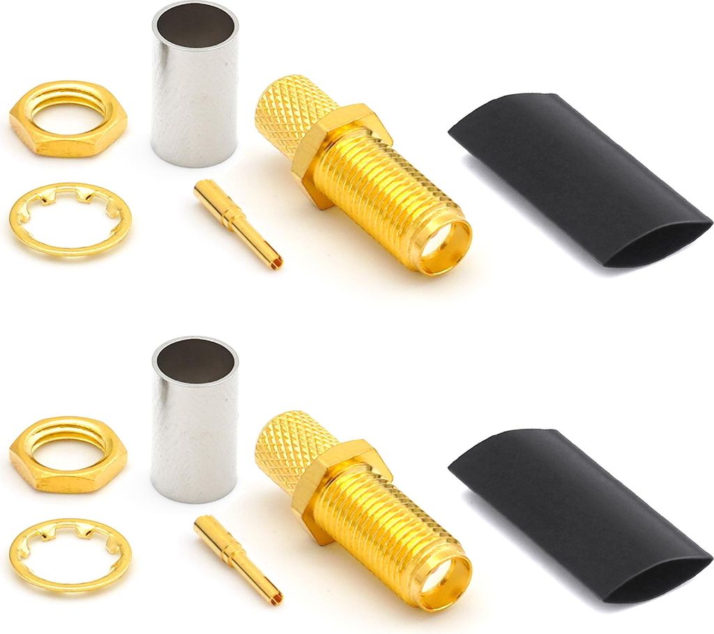 SMA Buchse LMR240 LMR-240 RG59U RG8X RG-8X RF-Koaxialkabelstecker vergoldet (2er-Pack)