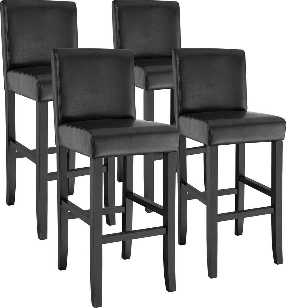 Tabouret de bar en cuir synthétique - noir, Lot de 4 Image du produit 